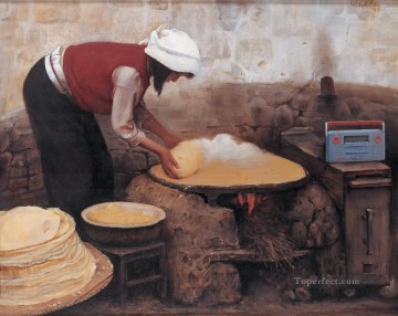 その他の中国人 Painting - パンケーキを焼く女の子 WYD 中国語